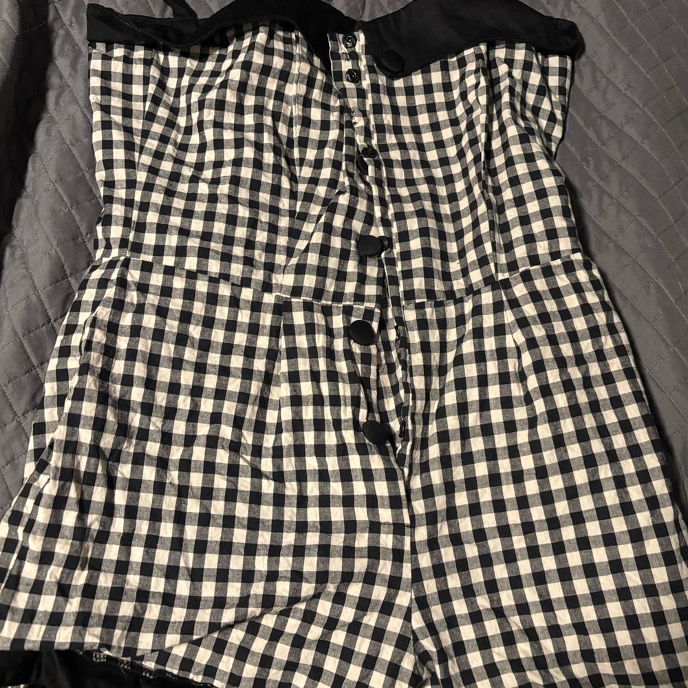 Voodoo Vixen black and white checker jumpsuit